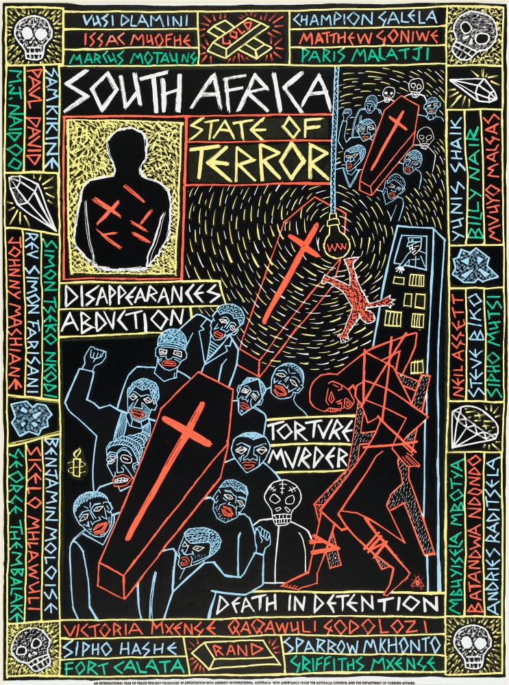 Amnesty: South Africa, State of terror, 1986, by Michael Callaghan – Redback Graphix